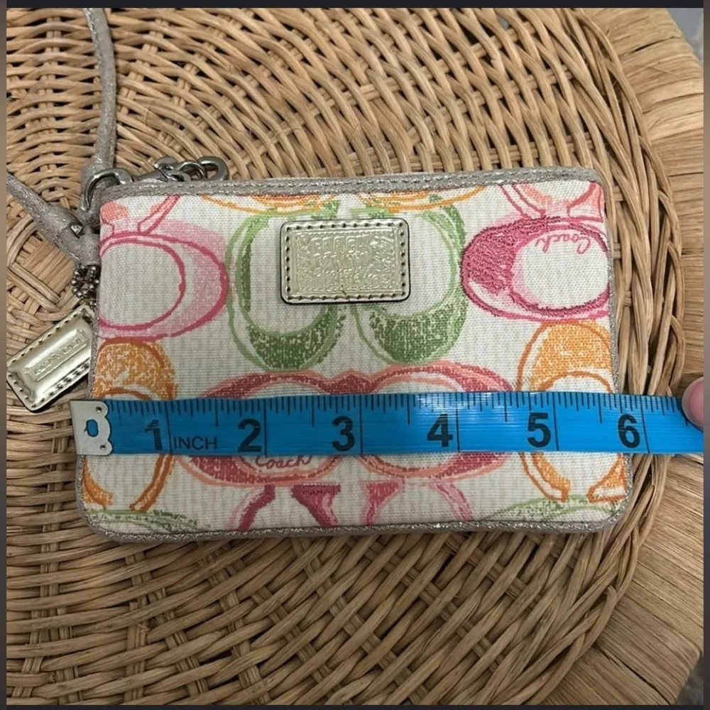 Vintage Coach Poppy Collection Colorful Watercolor Wristlet Bag EUC